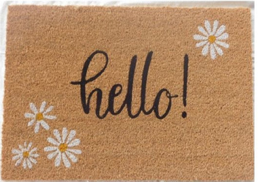 Coir Doormat, 60cm x 40cm - 'Hello!'