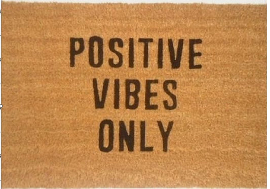 Coir Doormat, 60cm x 40cm - 'Positive Vibes Only'
