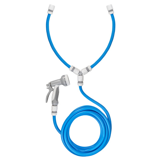 Hot & Cold Dog Shower Wash Kit with Water Sprayer, Blue