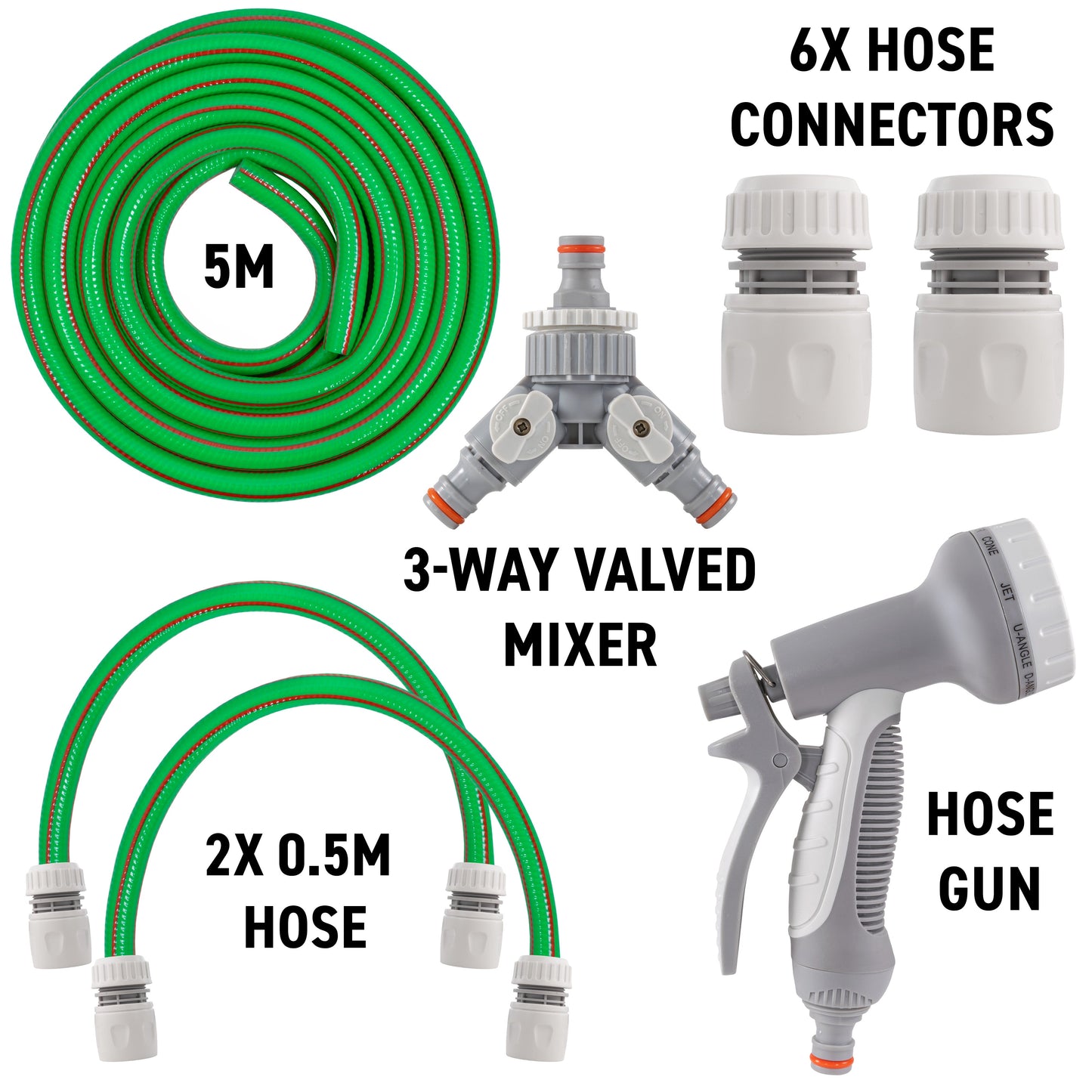 Hot & Cold Dog Shower Wash Kit with Water Sprayer & Valved Mixer, Green