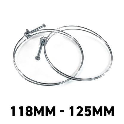 Galvanised Steel Double Wire Hose Clamps, 118mm-125mm