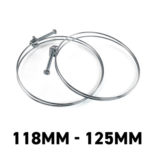 Galvanised Steel Double Wire Hose Clamps, 118mm-125mm