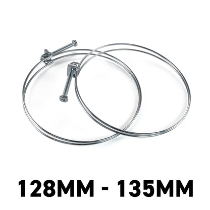Galvanised Steel Double Wire Hose Clamps, 128mm-135mm