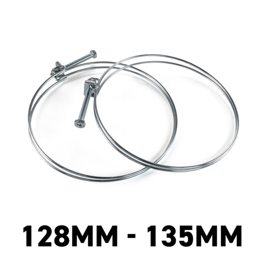 Galvanised Steel Double Wire Hose Clamps, 128mm-135mm