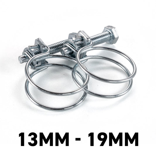 Galvanised Steel Double Wire Hose Clamps, 13mm-19mm