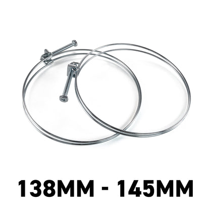 Galvanised Steel Double Wire Hose Clamps, 138mm-145mm