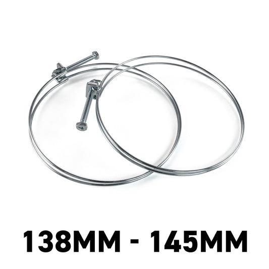 Galvanised Steel Double Wire Hose Clamps, 138mm-145mm