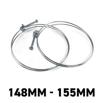 Galvanised Steel Double Wire Hose Clamps, 148mm-155mm