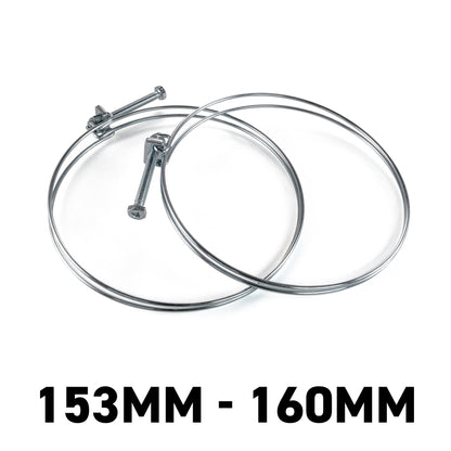 Galvanised Steel Double Wire Hose Clamps, 153mm-160mm