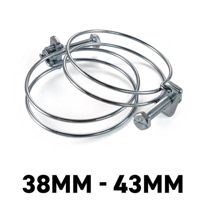 Galvanised Steel Double Wire Hose Clamps, 38mm-43mm