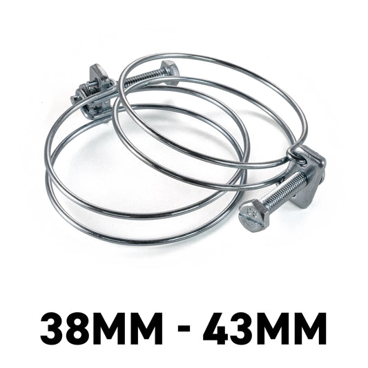 Galvanised Steel Double Wire Hose Clamps, 38mm-43mm