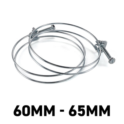 Galvanised Steel Double Wire Hose Clamps, 60mm-65mm