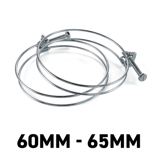 Galvanised Steel Double Wire Hose Clamps, 60mm-65mm