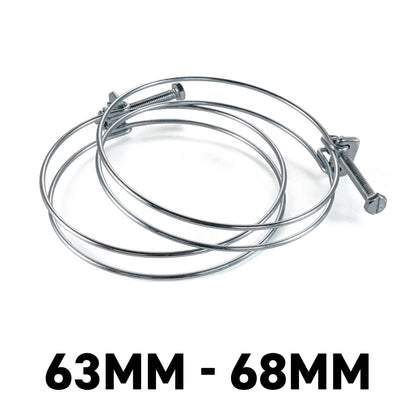 Galvanised Steel Double Wire Hose Clamps, 63mm-68mm