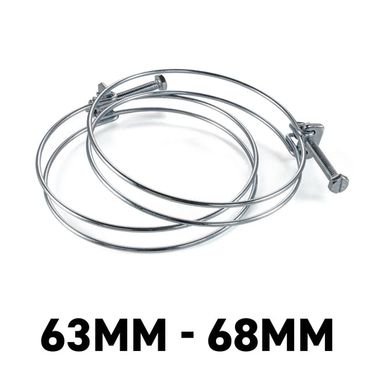 Galvanised Steel Double Wire Hose Clamps, 63mm-68mm