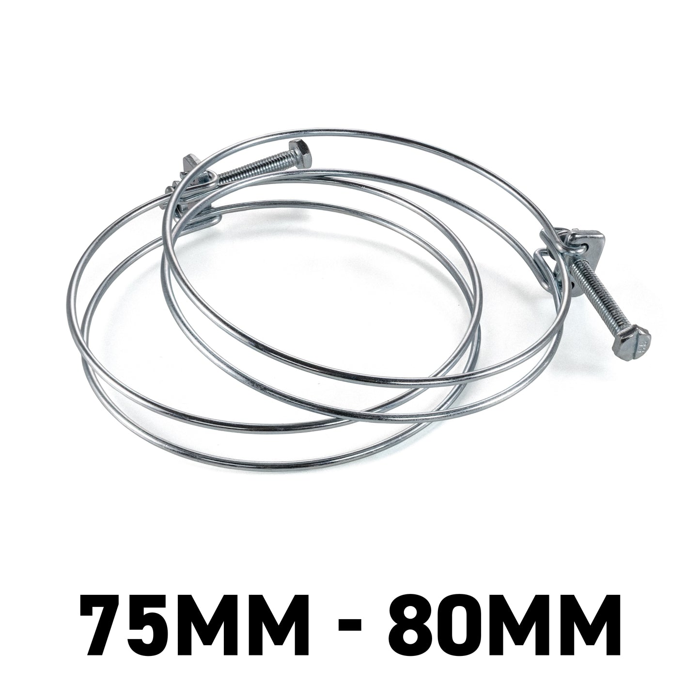 Galvanised Steel Double Wire Hose Clamps, 75mm-80mm