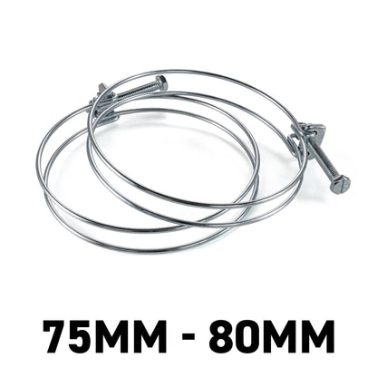 Galvanised Steel Double Wire Hose Clamps, 75mm-80mm