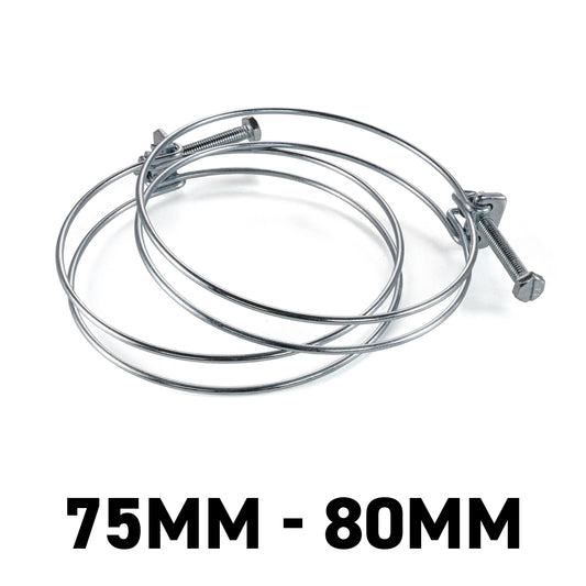 Galvanised Steel Double Wire Hose Clamps, 75mm-80mm