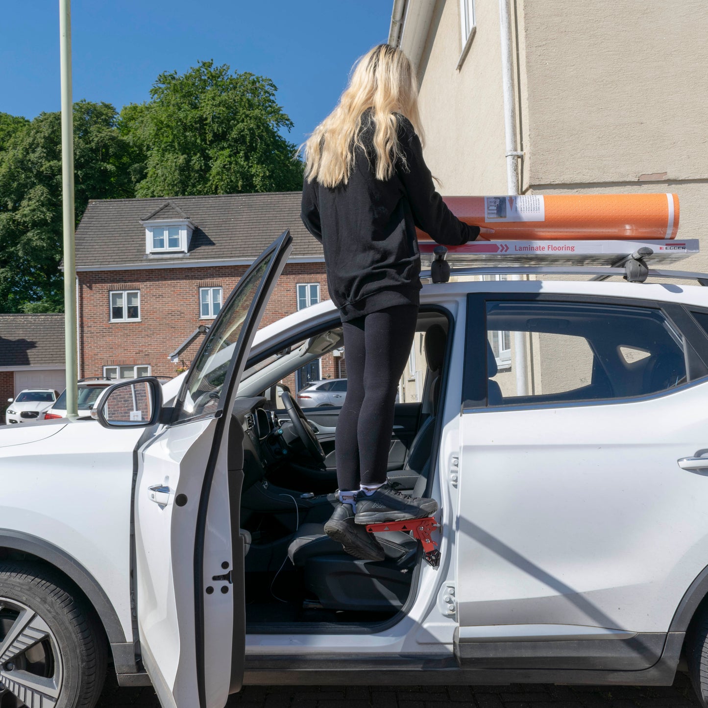 Type E Vehicle Car Door Step Up Ladder, Red