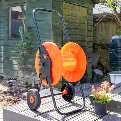 Portable Orange Garden Hose Cart with 60m Reel Capacity