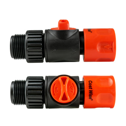 3/4" BSPM to Hosepipe Tap Connector with Valve, Black