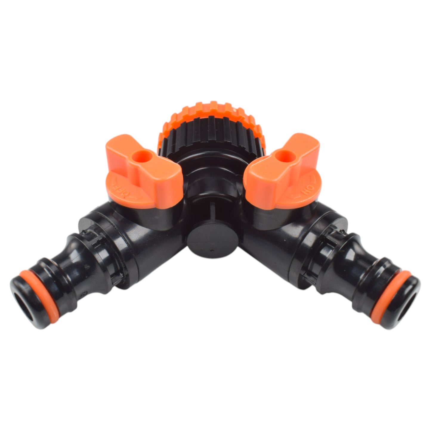 Double Outlet Tap Splitter with Valves, Black