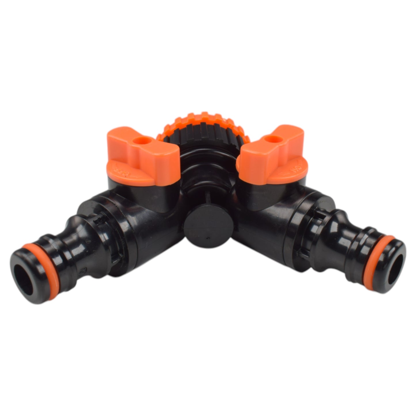 Double Outlet Tap Splitter with Valves, Black