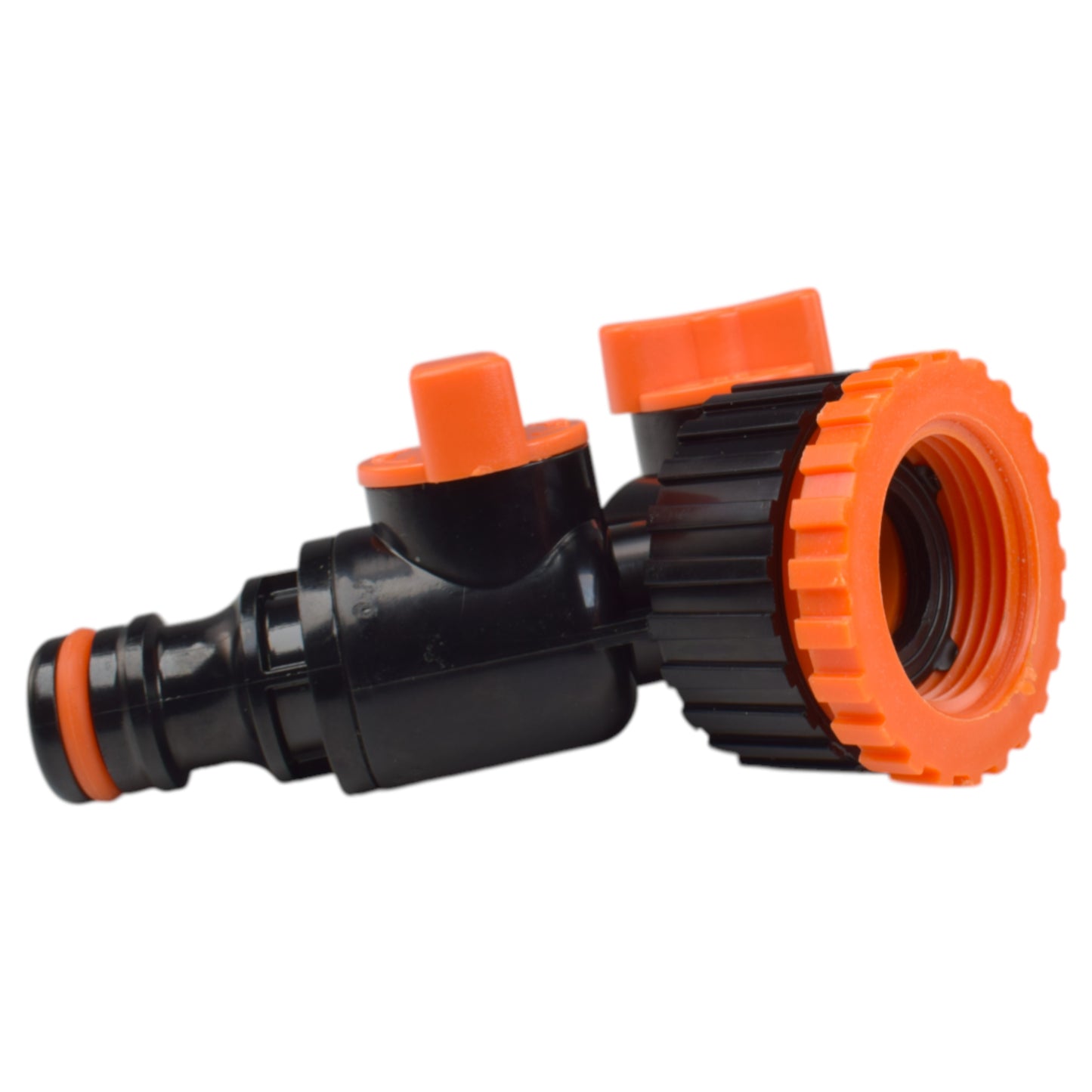 Double Outlet Tap Splitter with Valves, Black