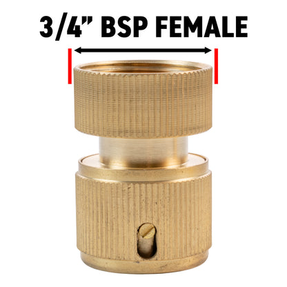 Female Hose Connector with 3/4" BSPF Thread, Brass