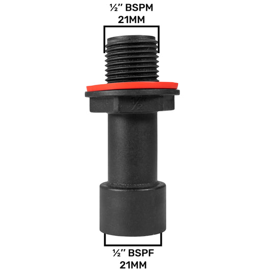 Male to Female Extended Water Butt Tank Adapter, 1/2"