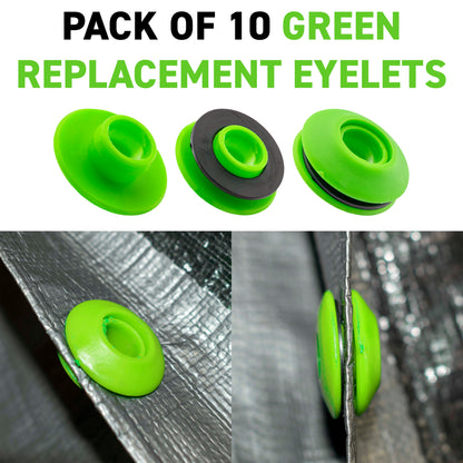 Repacement Tarpaulin Eyelets, Green Pack of 10