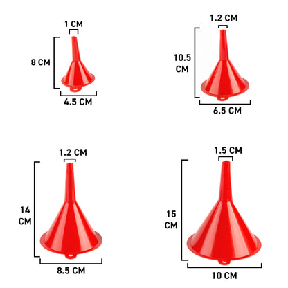 Pack of 4 Nested Home & Vehicle Funnels, Red