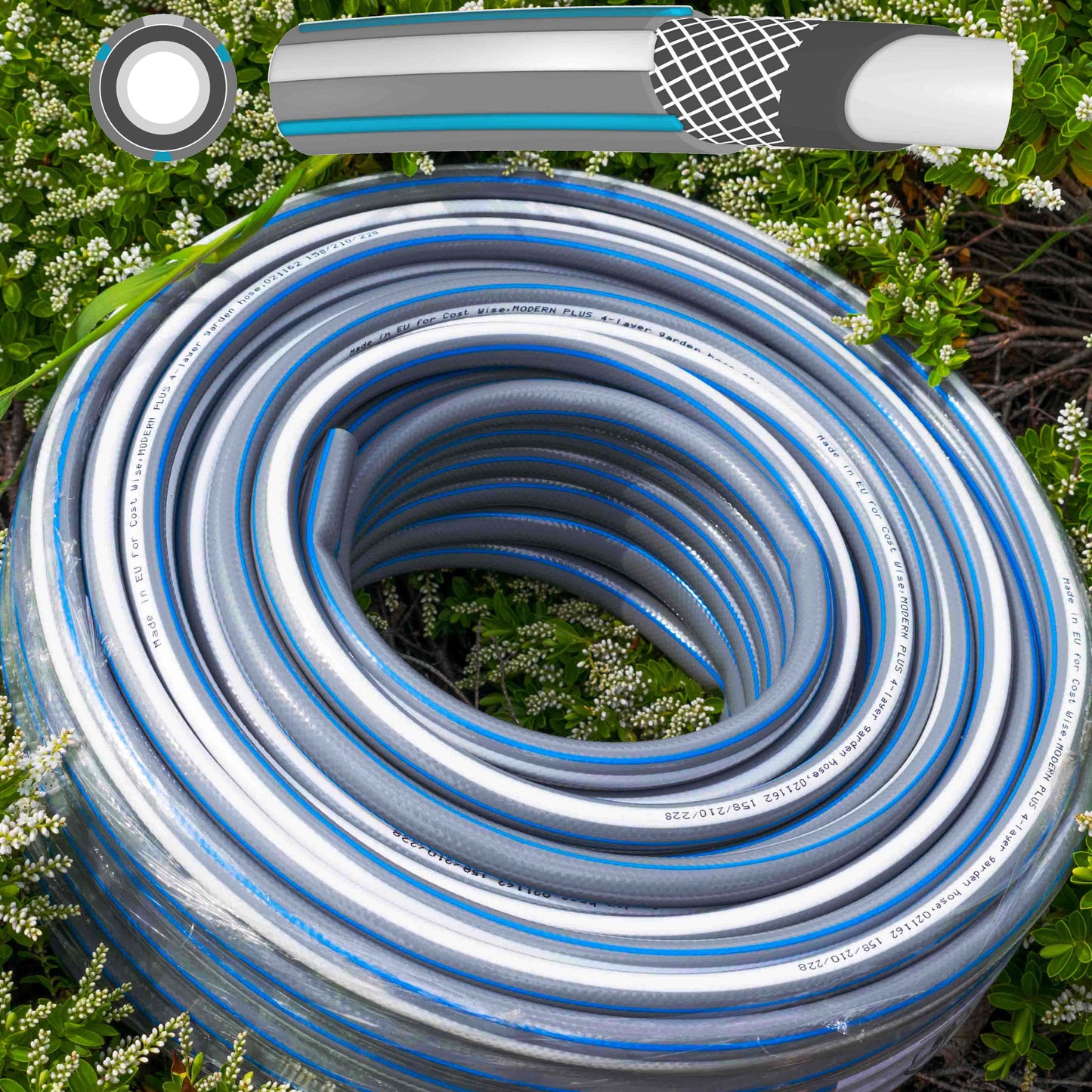 1/2" Grey Modern Plus Garden Hose Pipe, 4-Layer