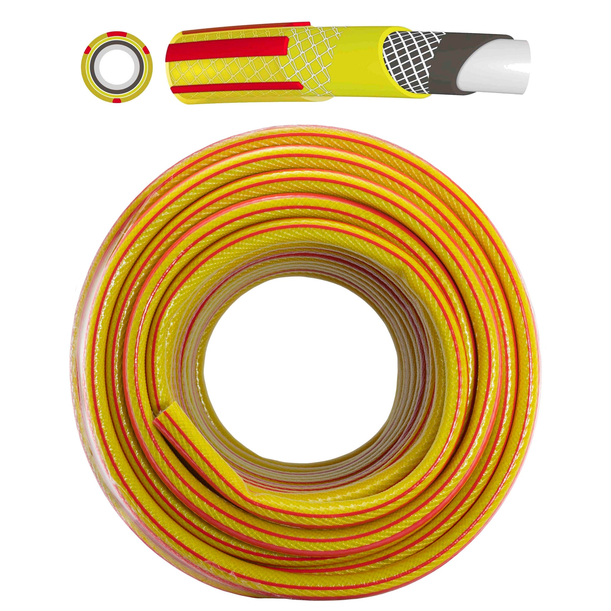 1/2" Yellow Premium Garden Hose Pipe, 6-Layer