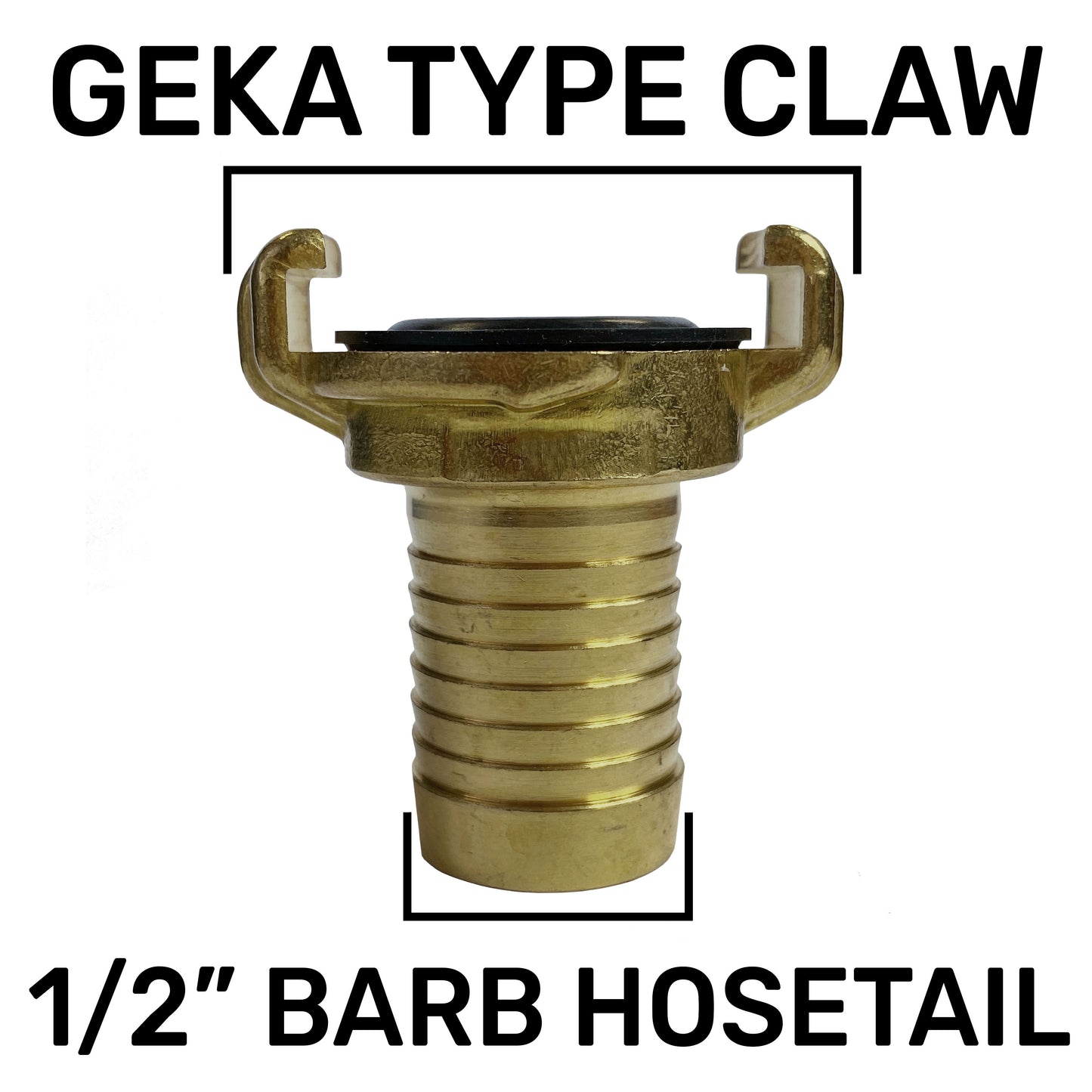 Brass GEKA Style Claw Hosetail Connector, 1/2"
