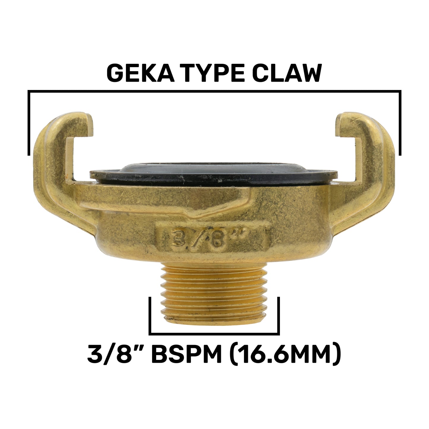 Brass GEKA Style Claw Hose Connector, 3/8" BSPF