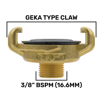 Brass GEKA Style Claw Hose Connector, 3/8" BSPF