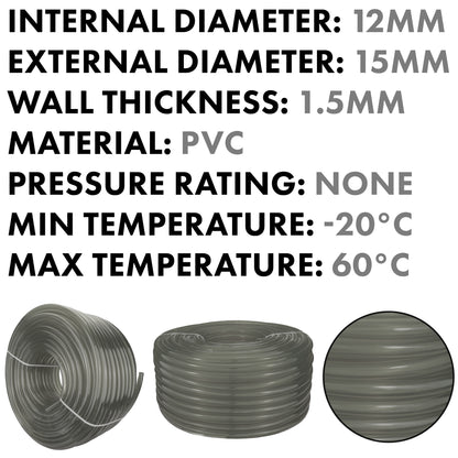 12mm Grey Semi-Transparent PVC Technical Hose