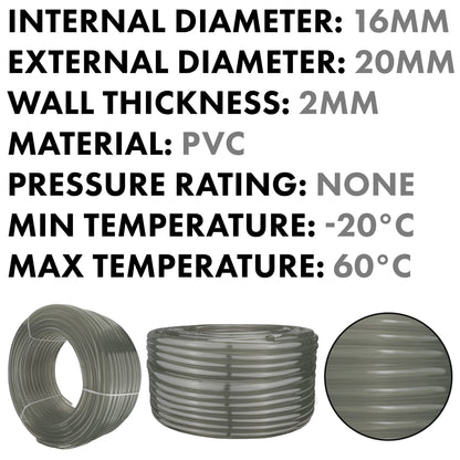 16mm Grey Semi-Transparent PVC Technical Hose