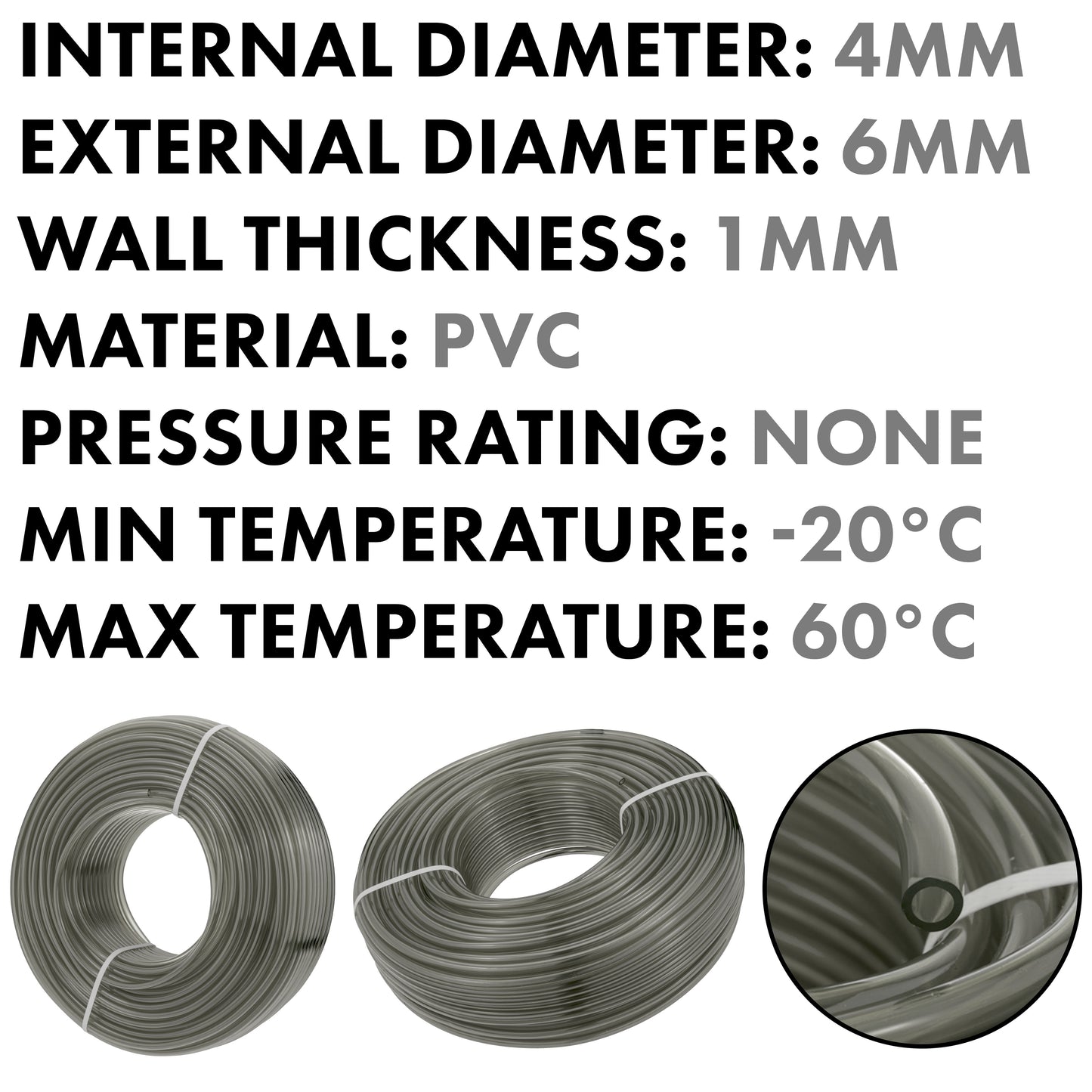 4mm Grey Semi-Transparent PVC Technical Hose