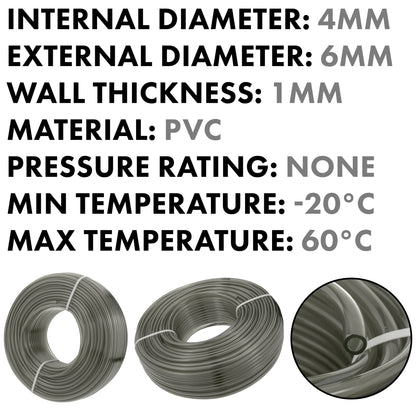 4mm Grey Semi-Transparent PVC Technical Hose