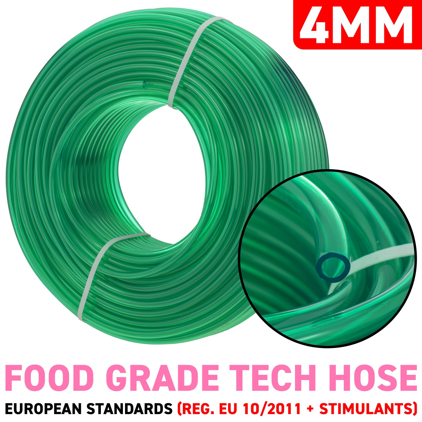 4mm Clear Green Tinted PVC Technical Hose