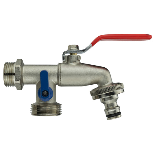 Quick Connector Dual Outlet Lever Tap, 3/4" BSP