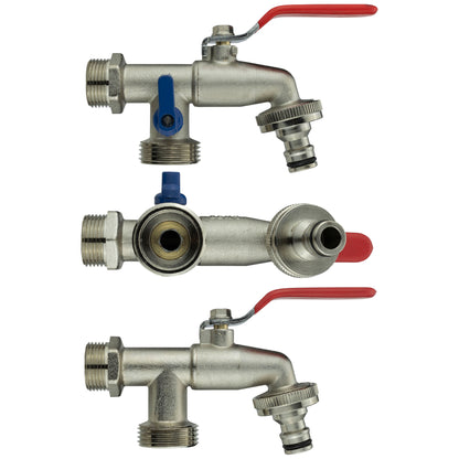 Quick Connector Dual Outlet Lever Tap, 3/4" BSP