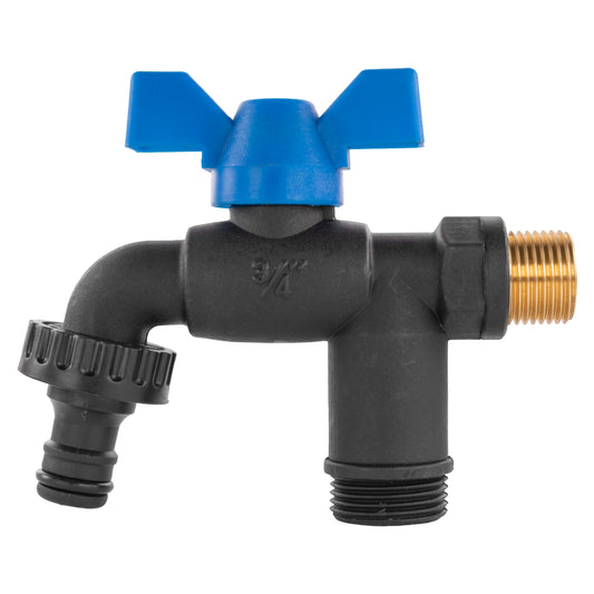 Nylon Quick Connector Dual Outlet Bib Tap, 1/2" BSP