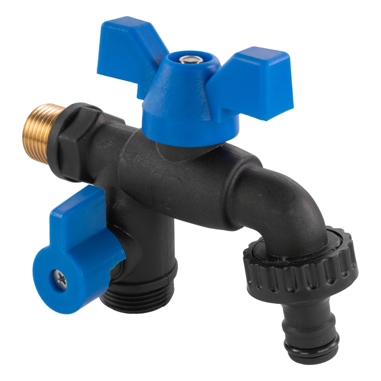 Nylon Quick Connector Dual Outlet Bib Tap, 1/2" BSP