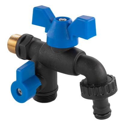 Nylon Quick Connector Dual Outlet Bib Tap, 1/2" BSP