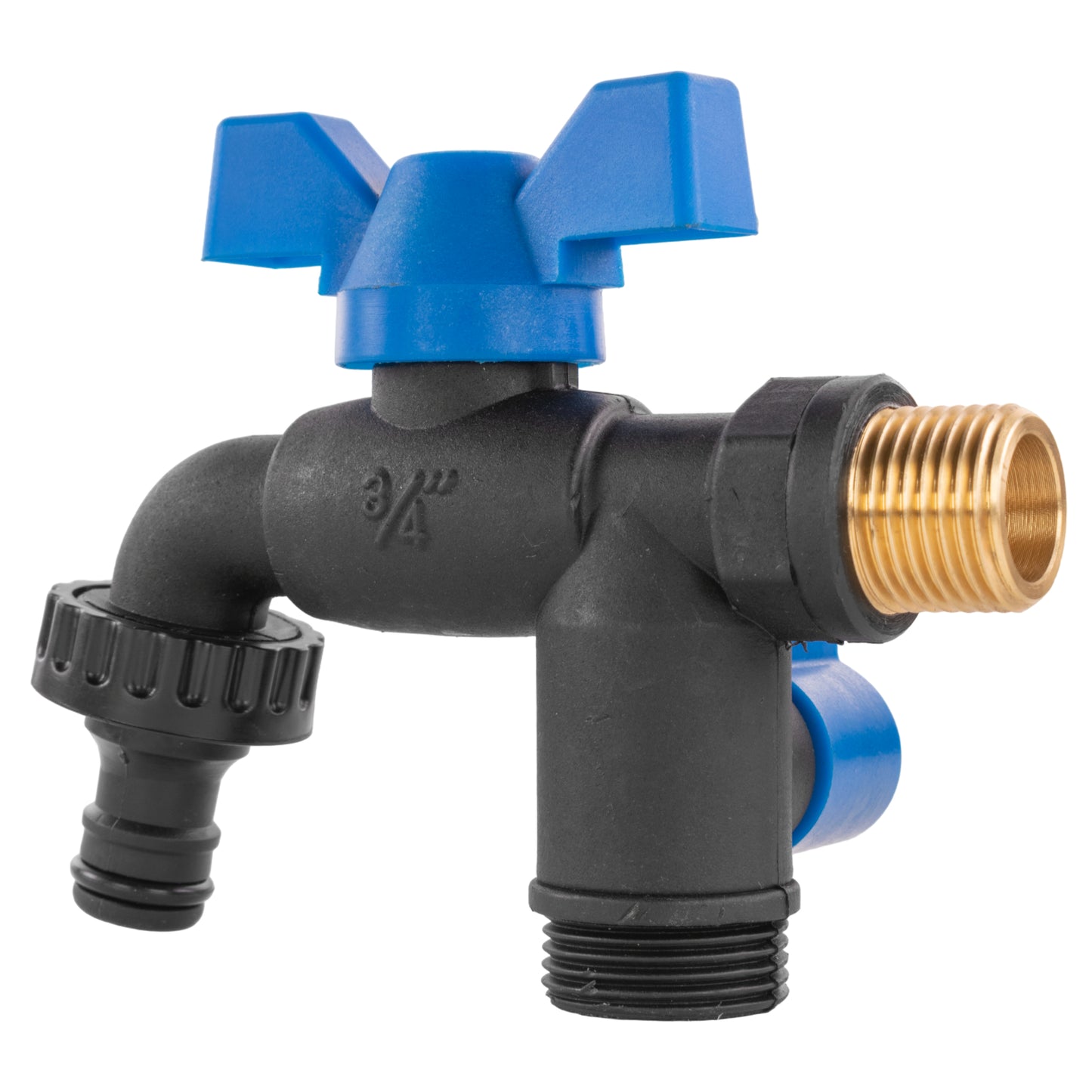 Nylon Quick Connector Dual Outlet Bib Tap, 1/2" BSP