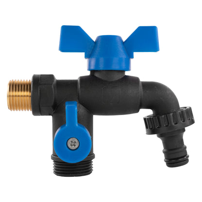 Nylon Quick Connector Dual Outlet Bib Tap, 1/2" BSP