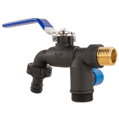Nylon Quick Connector Dual Outlet Lever Tap, 1/2" BSP